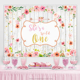 Lofaris Floral Wooden She Is A Wild One Happy Birthday Backdrop